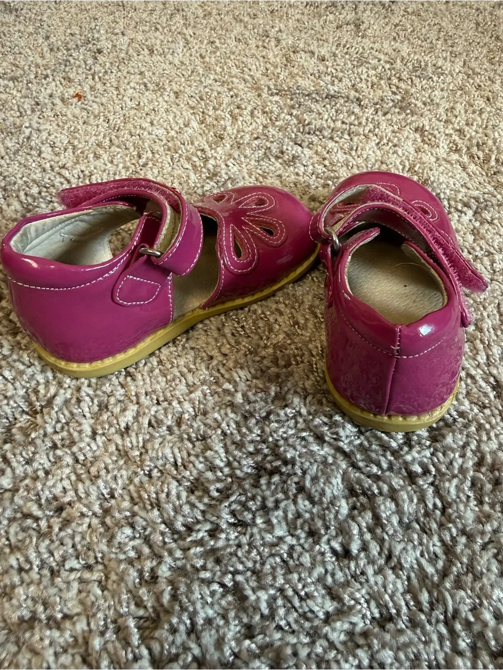 Livie & Luca Hot Pink Patent Mary Jane Shoes with Flower Cutouts